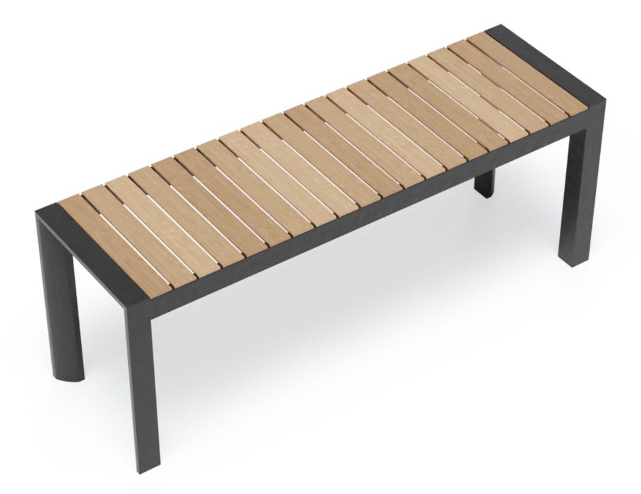 Vydel Solid Teak Bench Seat 120cm Matt Charcoal