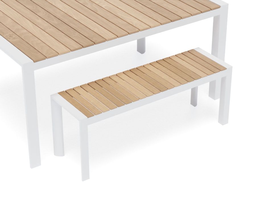 White outdoor shop bench seat