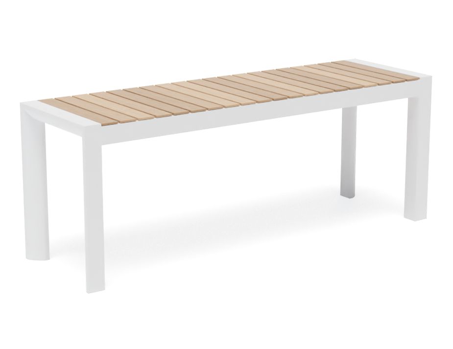 White outlet teak bench
