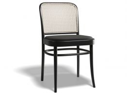 811 Hoffmann Chair - Black Stain - Black Padded Seat - Cane Backrest - by TON