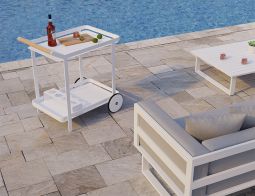 White Bar Cart Poolside