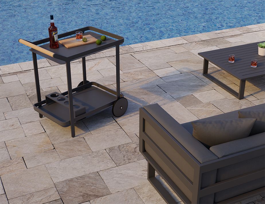 Charcoal Bar Cart Poolside