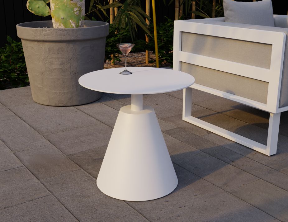 White Corvo Outdoor Side Table for Commercial Spaces