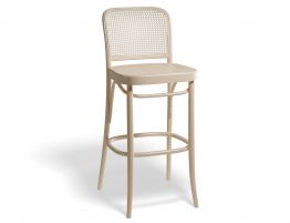 811 Hoffmann Stool - Natural Wood Seat - Cane Backrest - by TON