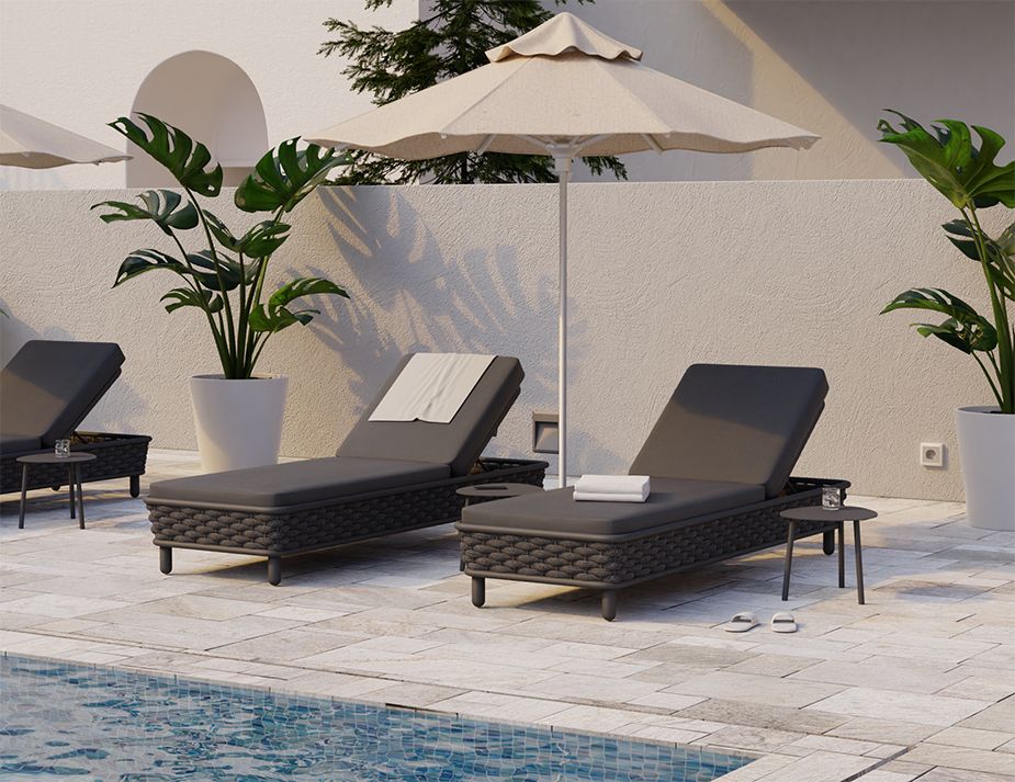 Siano Sun Lounge Charcoal Low Outdoor