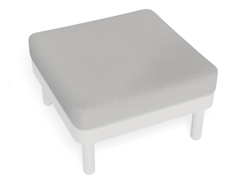 Textile White Square Siano Pouf