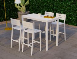 Halki Backrest Stools White Set