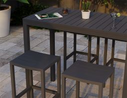 Halki Charcoal Matching Outdoor Bar Table Set
