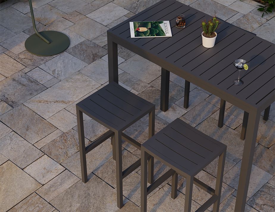Charcoal Halki Table Set Aluminium Outdoor Durable