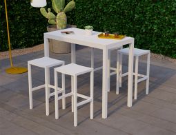 Halki High Bar Table White 125 Backless Stools