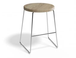 HUGO Lowstool 46cm Chromeframe Naturalwood Roundseat