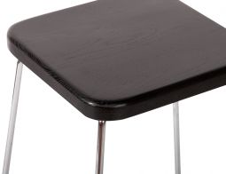 Hugo Low Stool  Square Black Seat With Chrome Frame 2 