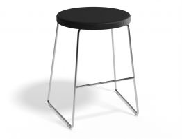 Hugo Low Stool - Chrome - Black Seat