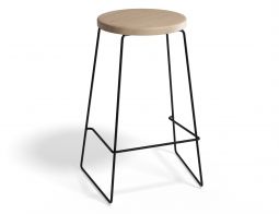 HUGO Barstool 66cm Blackframe Naturalwood Roundseat