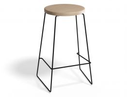 Hugo Bar Stool - Black - Natural Seat