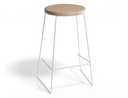 Hugo Bar Stool - White - Natural Seat