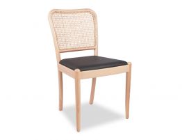 Vika Chair Natural with Black Seat Pad 