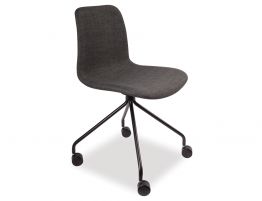 Lars Chair - Charcoal Fabric - Black Legs and Castors