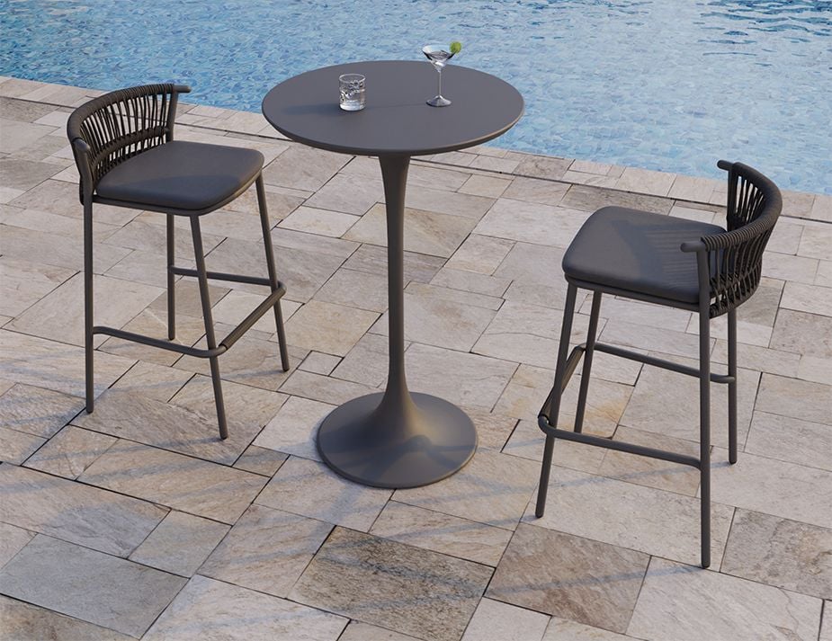 Minori Outdoor High Bar Table, Outdoor High Table And Bar Stools