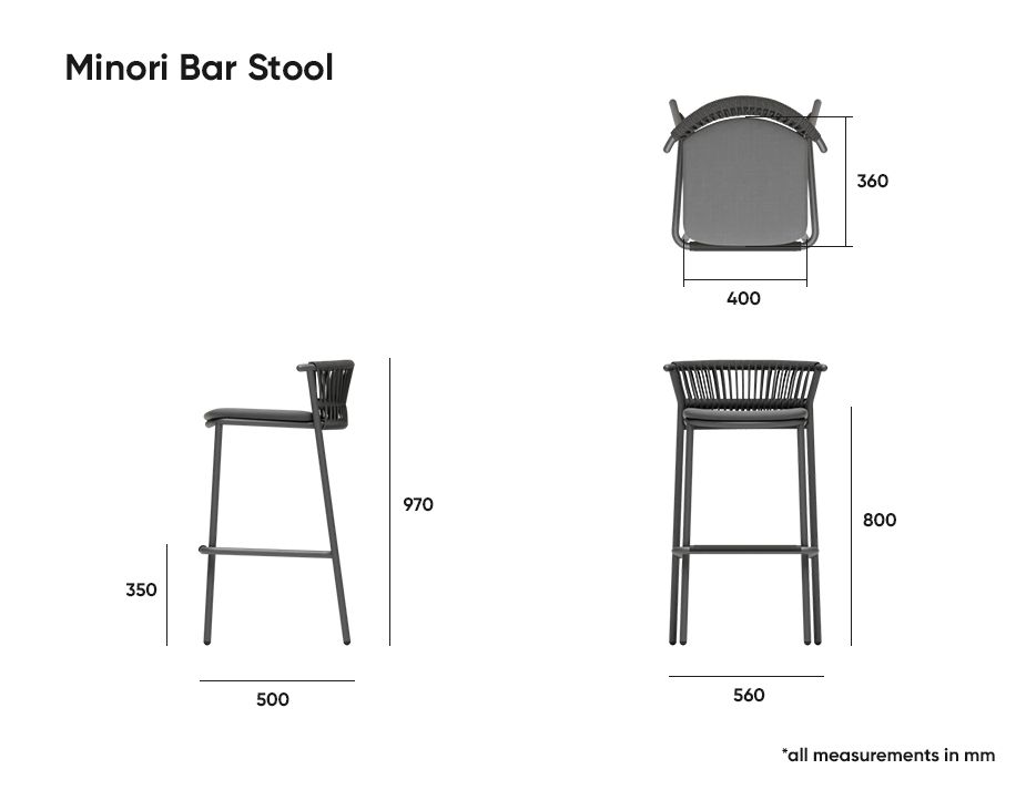 Minori Bar Stool Dimensions