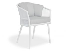 Avila Dining Chair - White - Light Grey Cushion