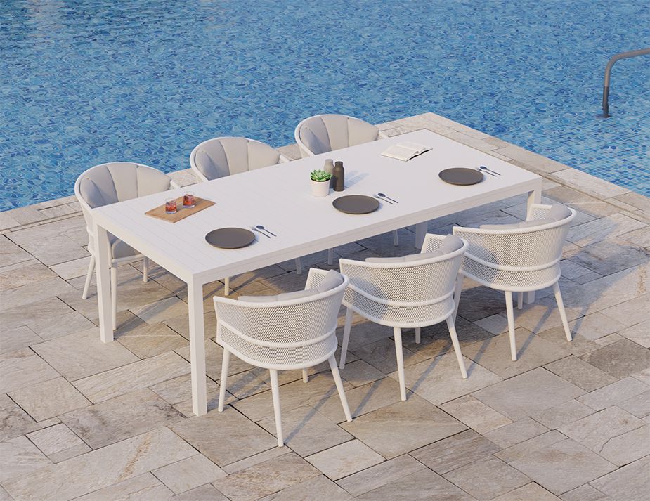White dining chairs shop with cushions