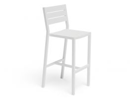 Halki Stool With Backrest - White