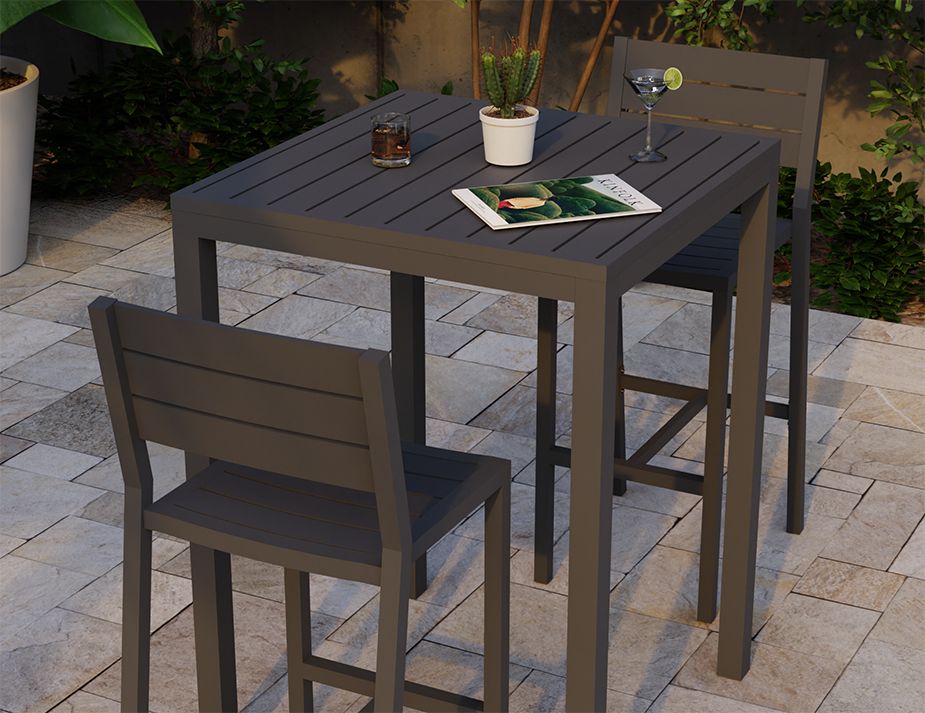 Halki Outdoor Bar Set Backrest Stools Modern