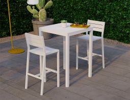 Halki Square Table 77 White Backrest Stools