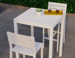 Halki White Bar Outdoor Set Backrest Stool