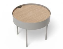 Side Table Modern Grey Powdercoat Metal Wood Top