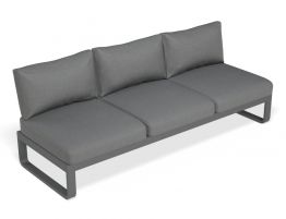 Fino Outdoor 3 Seater Sun Lounge in Matt Charcoal Frame / Dark Grey Fabric