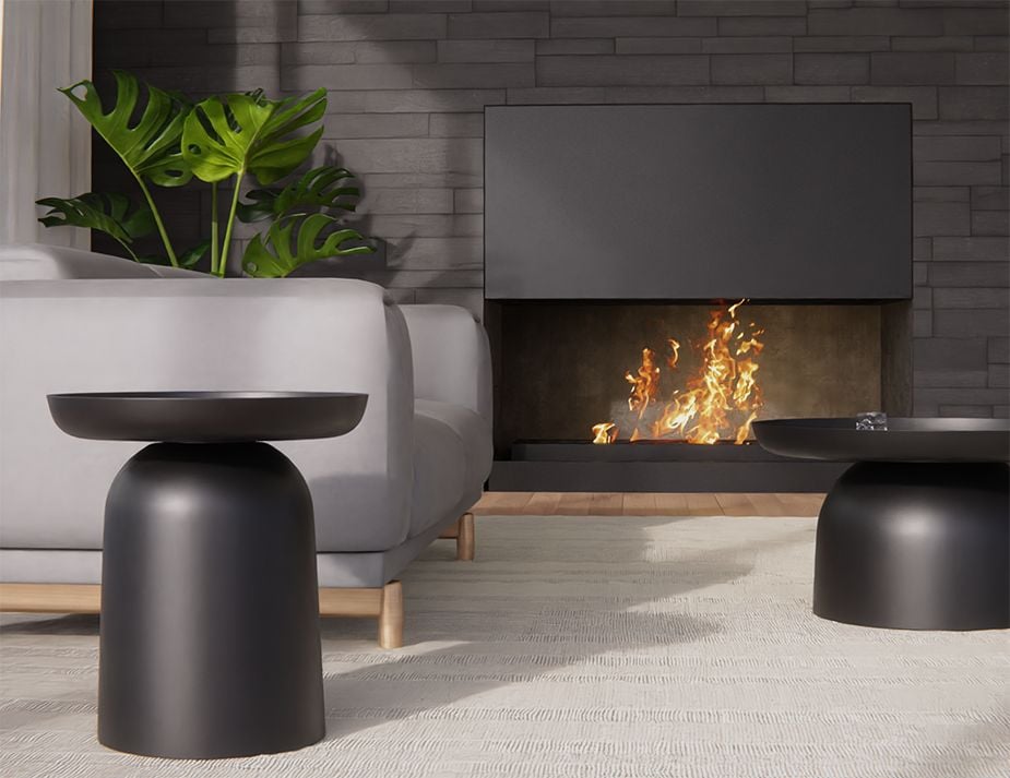 Black Soda Table Combo Modern Fireplace