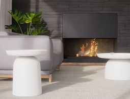 White Soda Table Combo Modern Fireplace