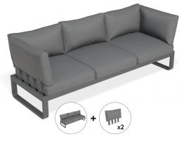 Fino Config A - Outdoor Modular Sofa in Matt Charcoal Aluminum with Dark Grey Cushions