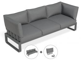 Fino Config A - Outdoor Modular Sofa in Matt Charcoal aluminium with Dark Grey Cushions