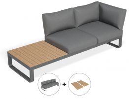 Fino Config B - Outdoor Modular Sofa in Matt Charcoal Aluminum with Dark Grey Cushions