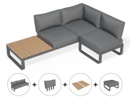Fino Config D - Outdoor Modular Sofa in Matt Charcoal Aluminum with Dark Grey Cushions
