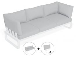 Fino Config A - Outdoor Modular Sofa in Matt White Aluminum with Light Grey Cushions
