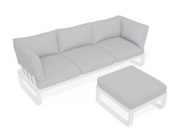 3 Seater 2 Arms Floating Ottoman White