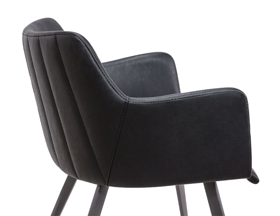 Armchair Leather Black With Stitching2