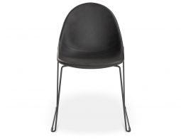 Pebble Rail Chair Black Leather FRONT