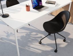 Pebble Swivel Chairs Black Leather Angle 2