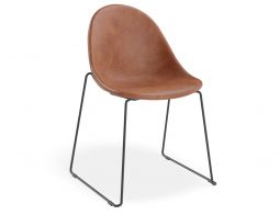 Pebble Rail Chair Brown Leather MAIN