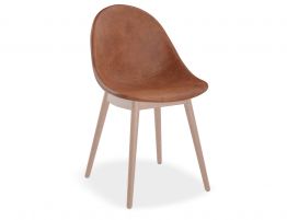 Pebble Chair Tan Upholstered Vintage Seat