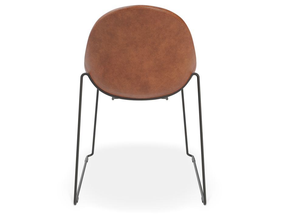 Pebble Rail Chair Brown Leather BACK2