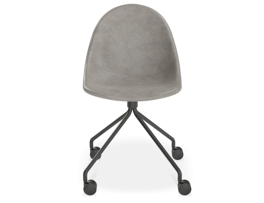Senchuan Grey Leather Office Chair 4 Shinier
