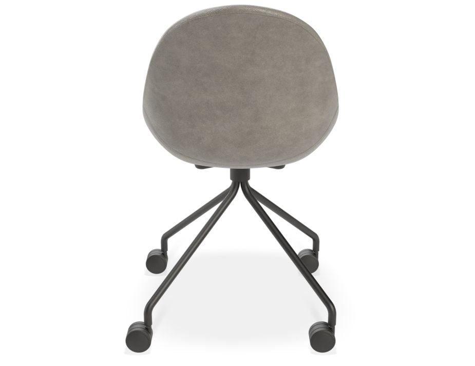 Senchuan Grey Leather Office Chair 5 Shinier