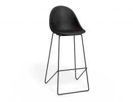 Pebble Stool Black Upholstered Vintage Seat 