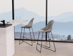 Pebble Stools Grey Leather Closeup